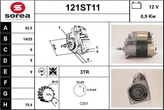 STARTCAR 121ST11 - Starteris www.autospares.lv