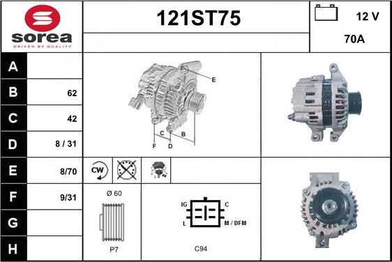 STARTCAR 121ST75 - Ģenerators www.autospares.lv