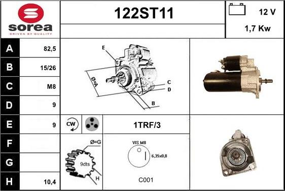 STARTCAR 122ST11 - Starteris autospares.lv