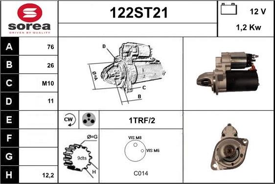 STARTCAR 122ST21 - Starteris autospares.lv