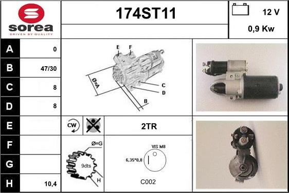 STARTCAR 174ST11 - Стартер www.autospares.lv