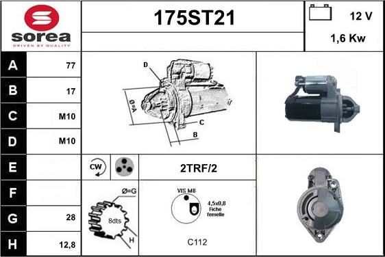 STARTCAR 175ST21 - Starteris www.autospares.lv