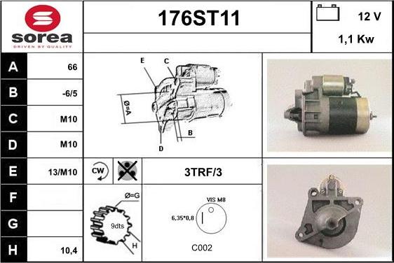 STARTCAR 176ST11 - Starteris www.autospares.lv