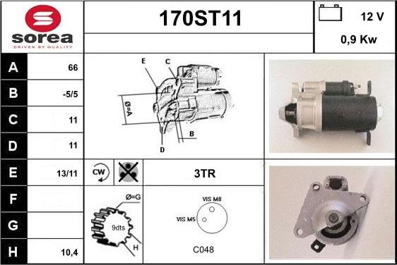 STARTCAR 170ST11 - Starteris autospares.lv