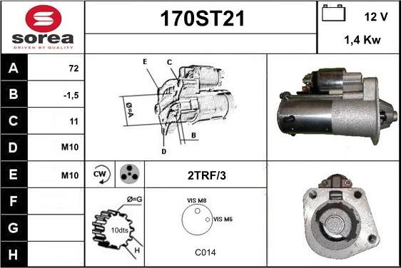 STARTCAR 170ST21 - Starteris www.autospares.lv