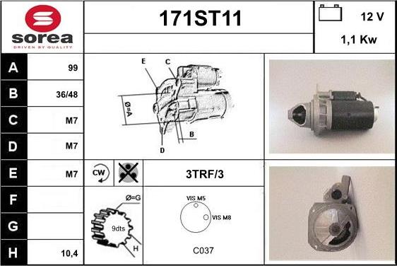 STARTCAR 171ST11 - Starteris autospares.lv