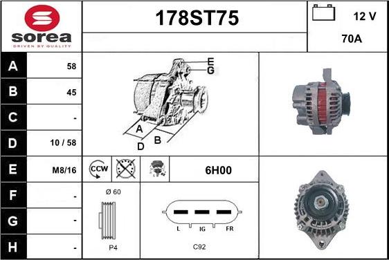 STARTCAR 178ST75 - Генератор www.autospares.lv