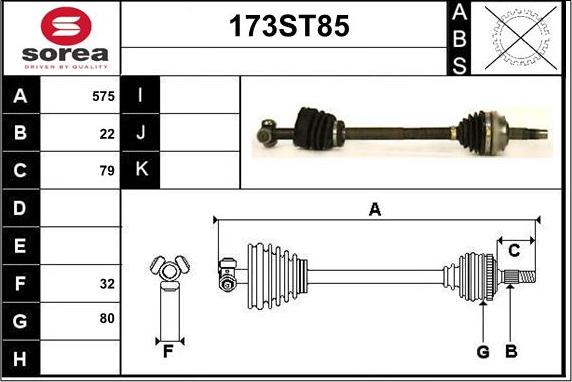 STARTCAR 173ST85 - Piedziņas vārpsta www.autospares.lv