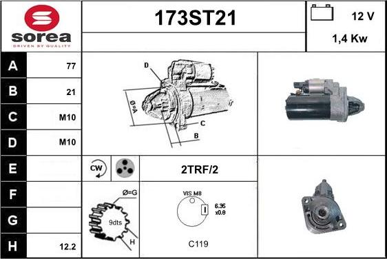 STARTCAR 173ST21 - Starteris autospares.lv