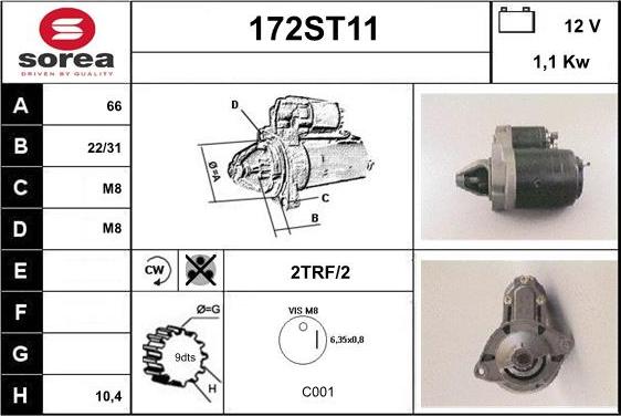 STARTCAR 172ST11 - Starteris www.autospares.lv