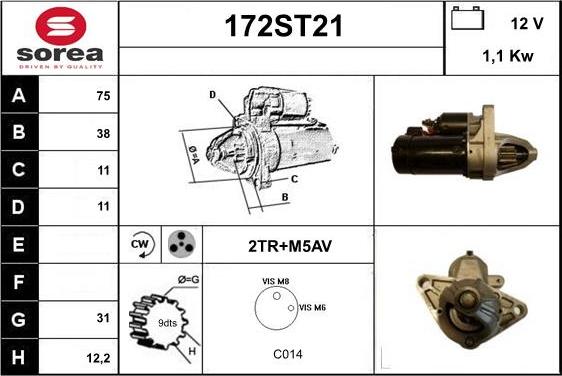 STARTCAR 172ST21 - Starteris www.autospares.lv