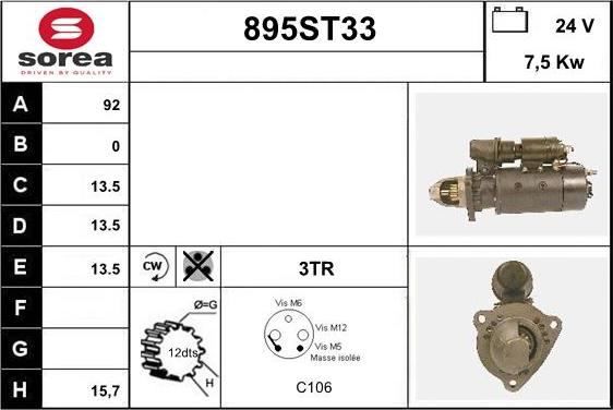 STARTCAR 895ST33 - Starter www.autospares.lv