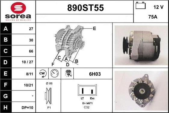 STARTCAR 890ST55 - Alternator www.autospares.lv