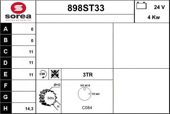 STARTCAR 898ST33 - Стартер www.autospares.lv