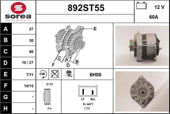 STARTCAR 892ST55 - Генератор www.autospares.lv