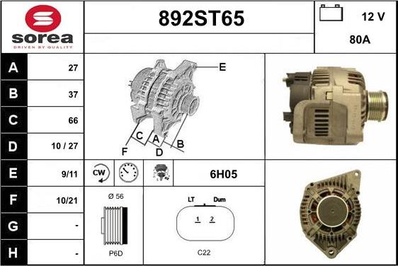 STARTCAR 892ST65 - Ģenerators autospares.lv