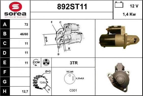 STARTCAR 892ST11 - Starter www.autospares.lv