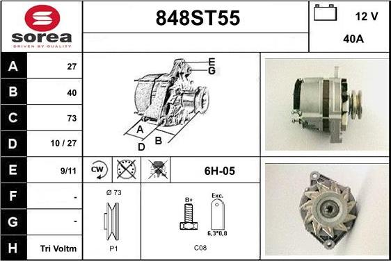 STARTCAR 848ST55 - Ģenerators autospares.lv