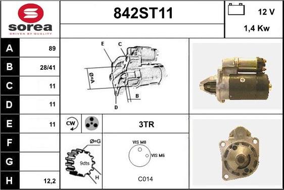 STARTCAR 842ST11 - Starteris www.autospares.lv