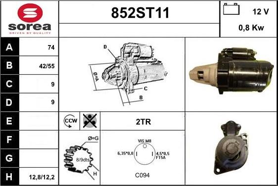 STARTCAR 852ST11 - Стартер www.autospares.lv