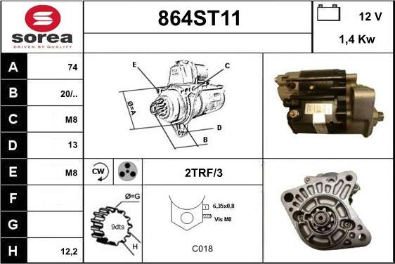 STARTCAR 864ST11 - Starteris autospares.lv