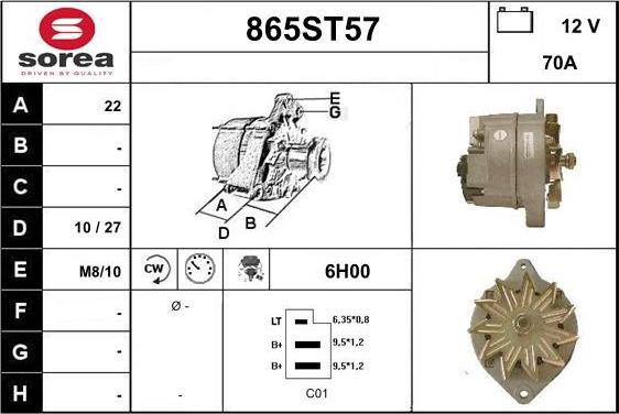 STARTCAR 865ST57 - Alternator www.autospares.lv