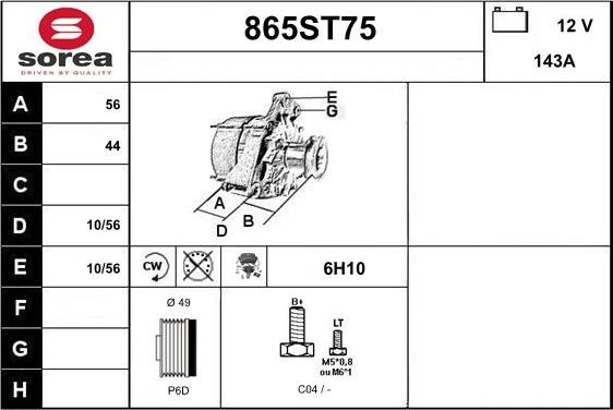 STARTCAR 865ST75 - Генератор www.autospares.lv