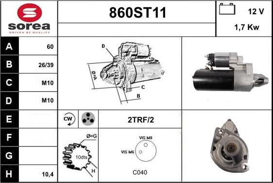 STARTCAR 860ST11 - Starteris www.autospares.lv