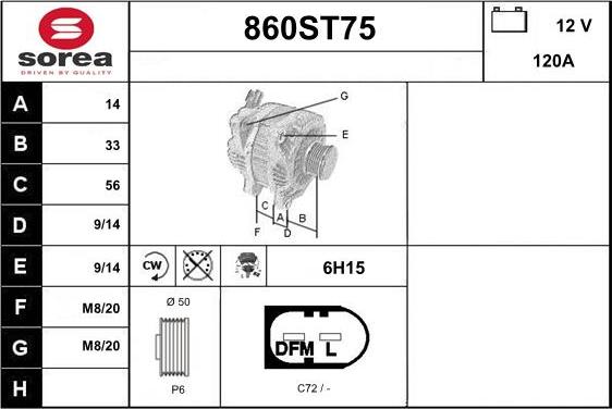 STARTCAR 860ST75 - Ģenerators autospares.lv