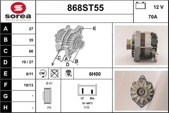 STARTCAR 868ST55 - Ģenerators www.autospares.lv