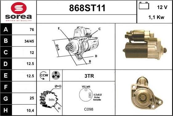 STARTCAR 868ST11 - Starteris www.autospares.lv