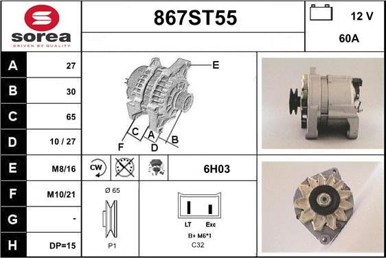 STARTCAR 867ST55 - Ģenerators www.autospares.lv