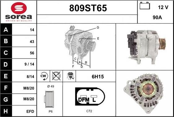 STARTCAR 809ST65 - Ģenerators autospares.lv