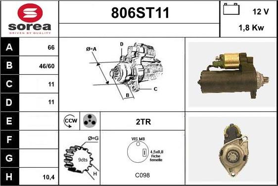 STARTCAR 806ST11 - Starteris autospares.lv