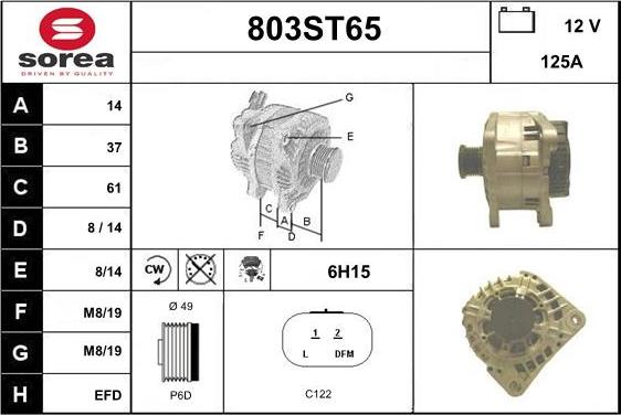 STARTCAR 803ST65 - Alternator www.autospares.lv