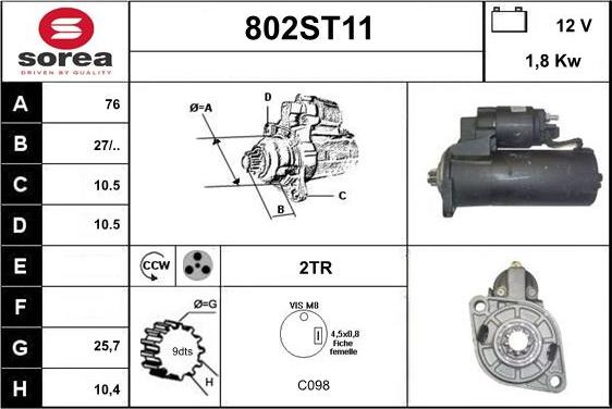 STARTCAR 802ST11 - Starteris autospares.lv