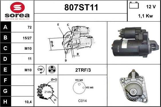 STARTCAR 807ST11 - Starteris www.autospares.lv