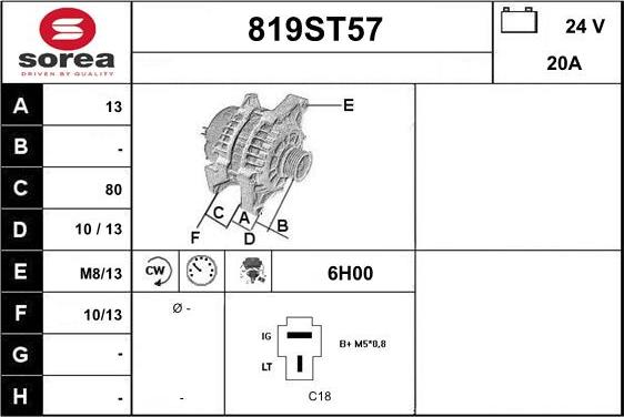 STARTCAR 819ST57 - Ģenerators www.autospares.lv