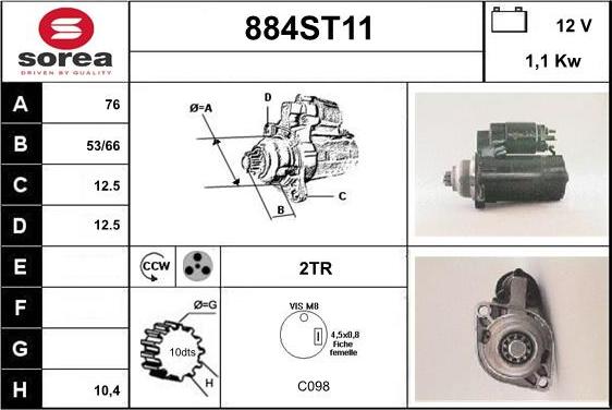 STARTCAR 884ST11 - Starteris autospares.lv