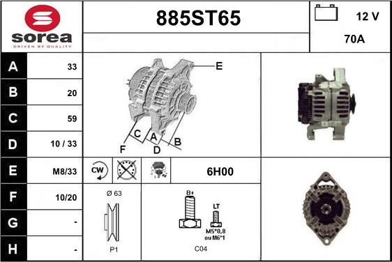 STARTCAR 885ST65 - Ģenerators autospares.lv