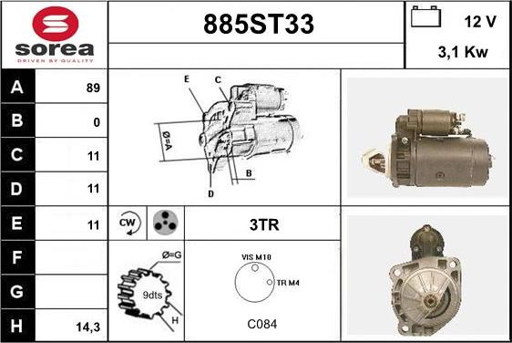 STARTCAR 885ST33 - Starteris autospares.lv