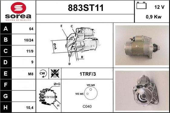 STARTCAR 883ST11 - Starteris www.autospares.lv