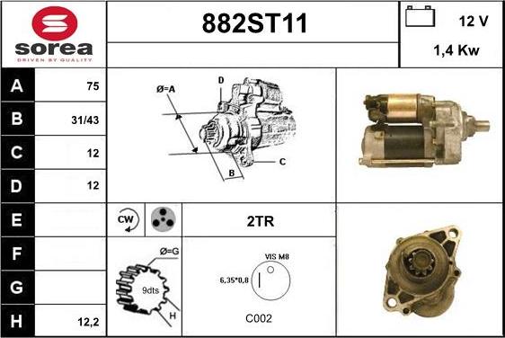 STARTCAR 882ST11 - Starteris autospares.lv