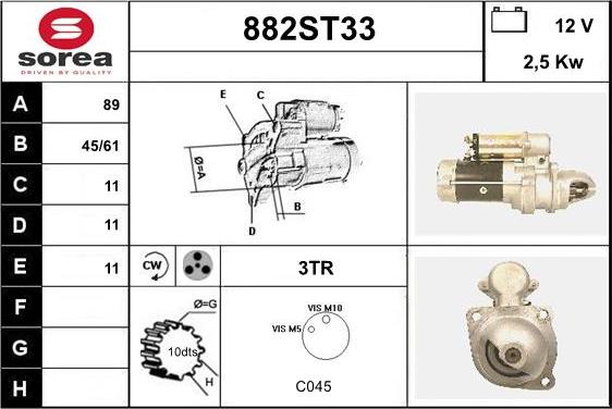 STARTCAR 882ST33 - Starteris www.autospares.lv