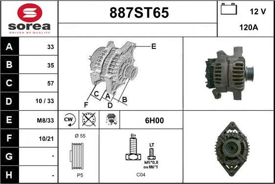 STARTCAR 887ST65 - Alternator www.autospares.lv