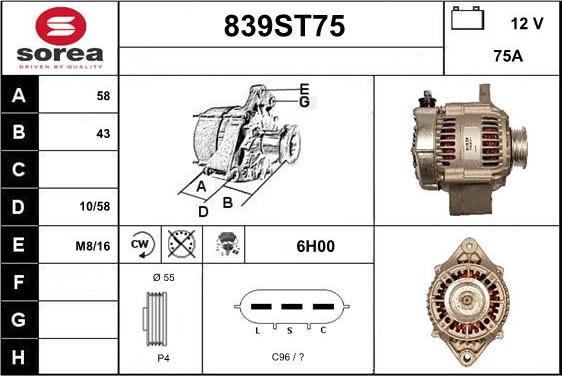 STARTCAR 839ST75 - Генератор www.autospares.lv