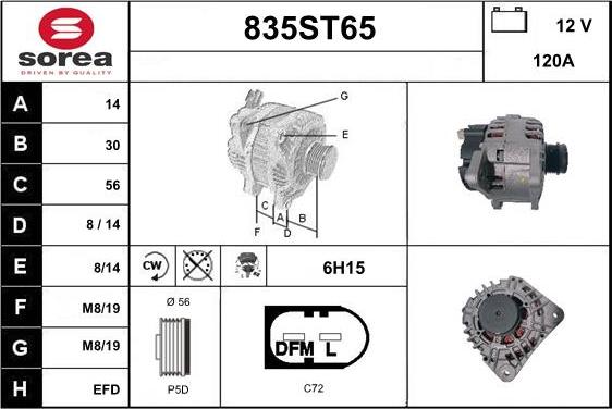 STARTCAR 835ST65 - Генератор www.autospares.lv