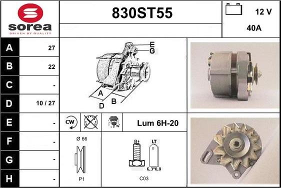 STARTCAR 830ST55 - Alternator www.autospares.lv