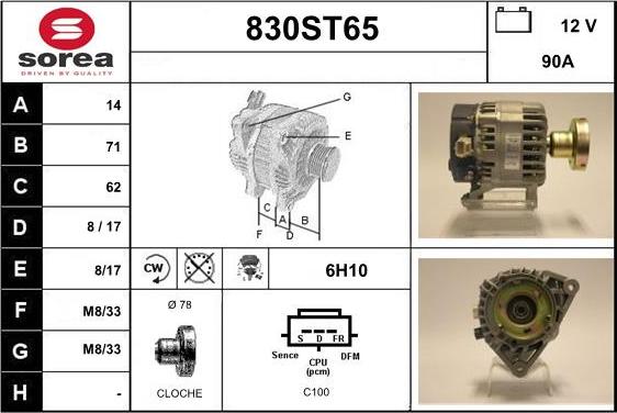 STARTCAR 830ST65 - Ģenerators www.autospares.lv