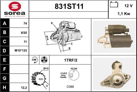 STARTCAR 831ST11 - Starteris autospares.lv